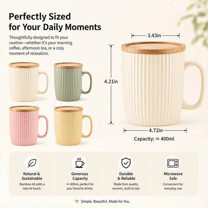 Ceramic Coffee Mugs Set of 4  with Handles