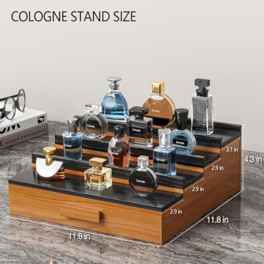 Solid Walnut Cologne Organizer Display Shelf