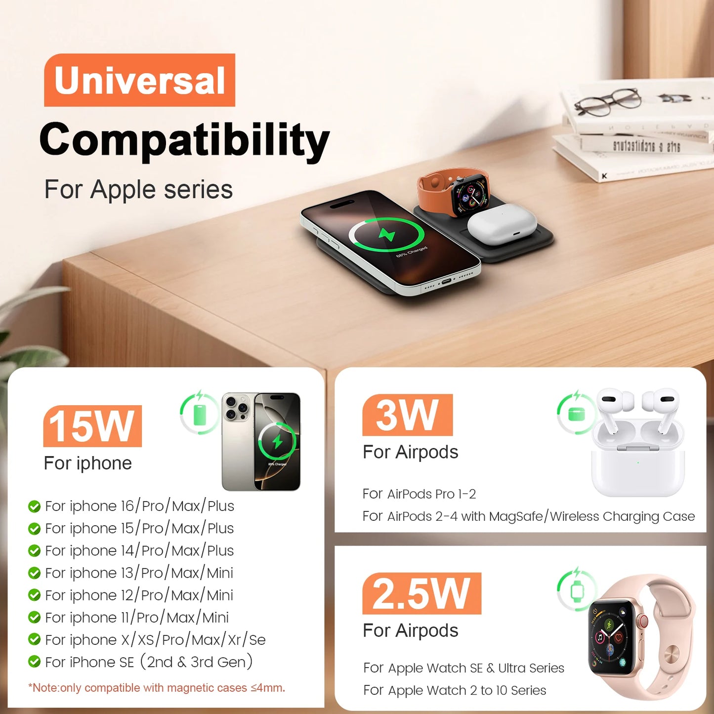 15W Wireless Chargers Magnetic Foldable Stand Pad Dock