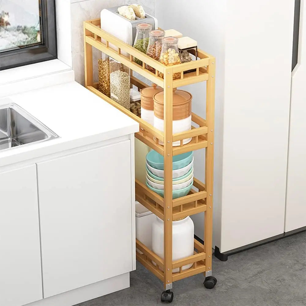 Slim  Narrow 4-Tier Rolling Storage Cart