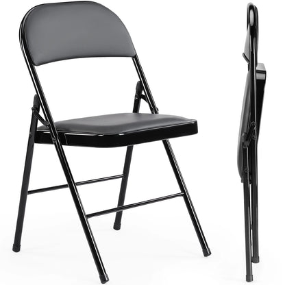 Leather Padded  Sturdy Metal Foldable Chair