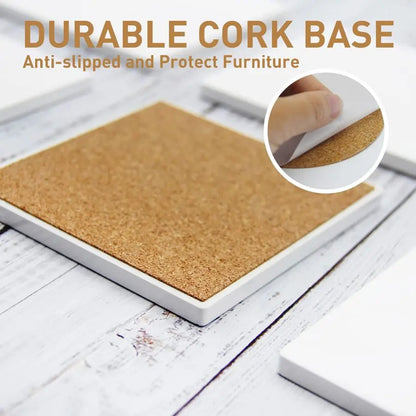 Ceramic Coasters with Cork Backing Pads