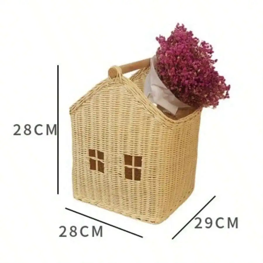 Home Flower Basket Handmade Vine Weaving Desktop Organizer