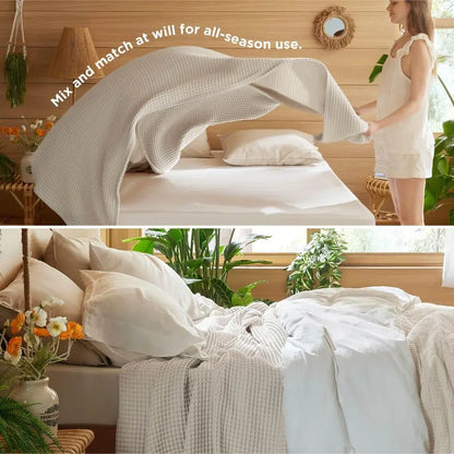 100 Cotton Waffle Weave Breathable Blanket