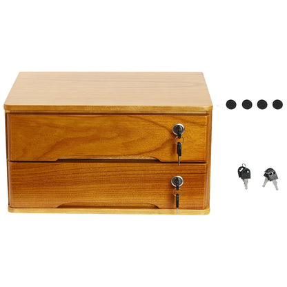 2-Tier  Desktop Storage Box with Lockable Drawers