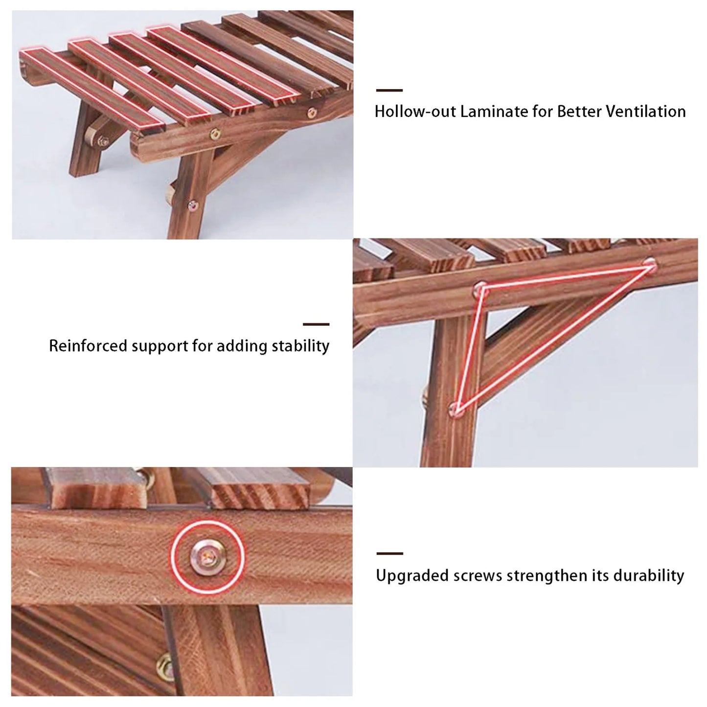 3 Tier Ladder Shelf Wood Plant Stand Organizer