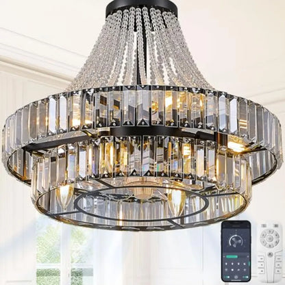20" Caged Ceiling Fan Boho Rattan Chandelier