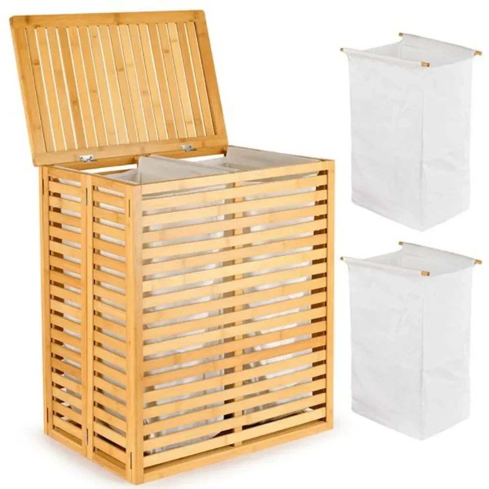 Bamboo Foldable Bedroom and Bathroom Laundry Basket