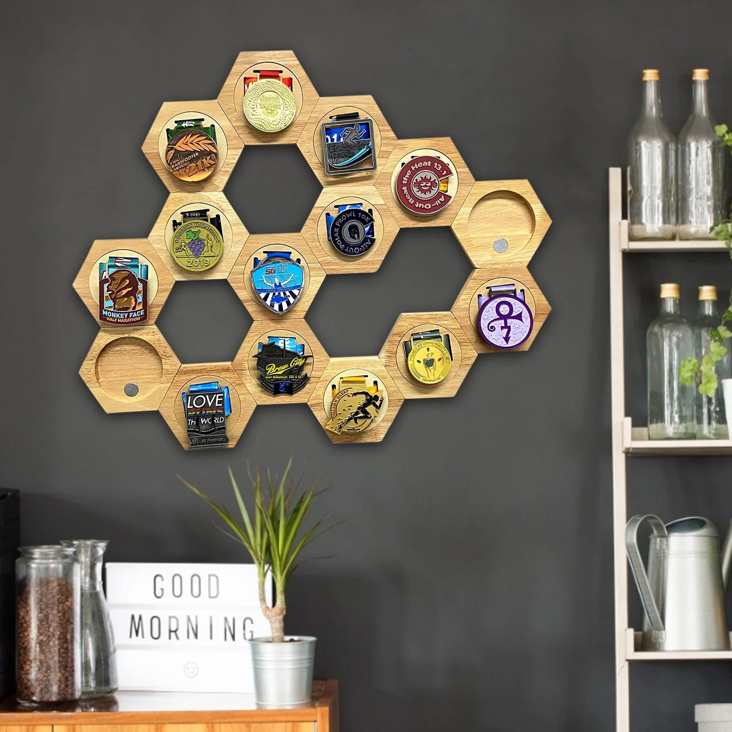 1-10Pcs Medal Display Stand Wooden Medal Hanger