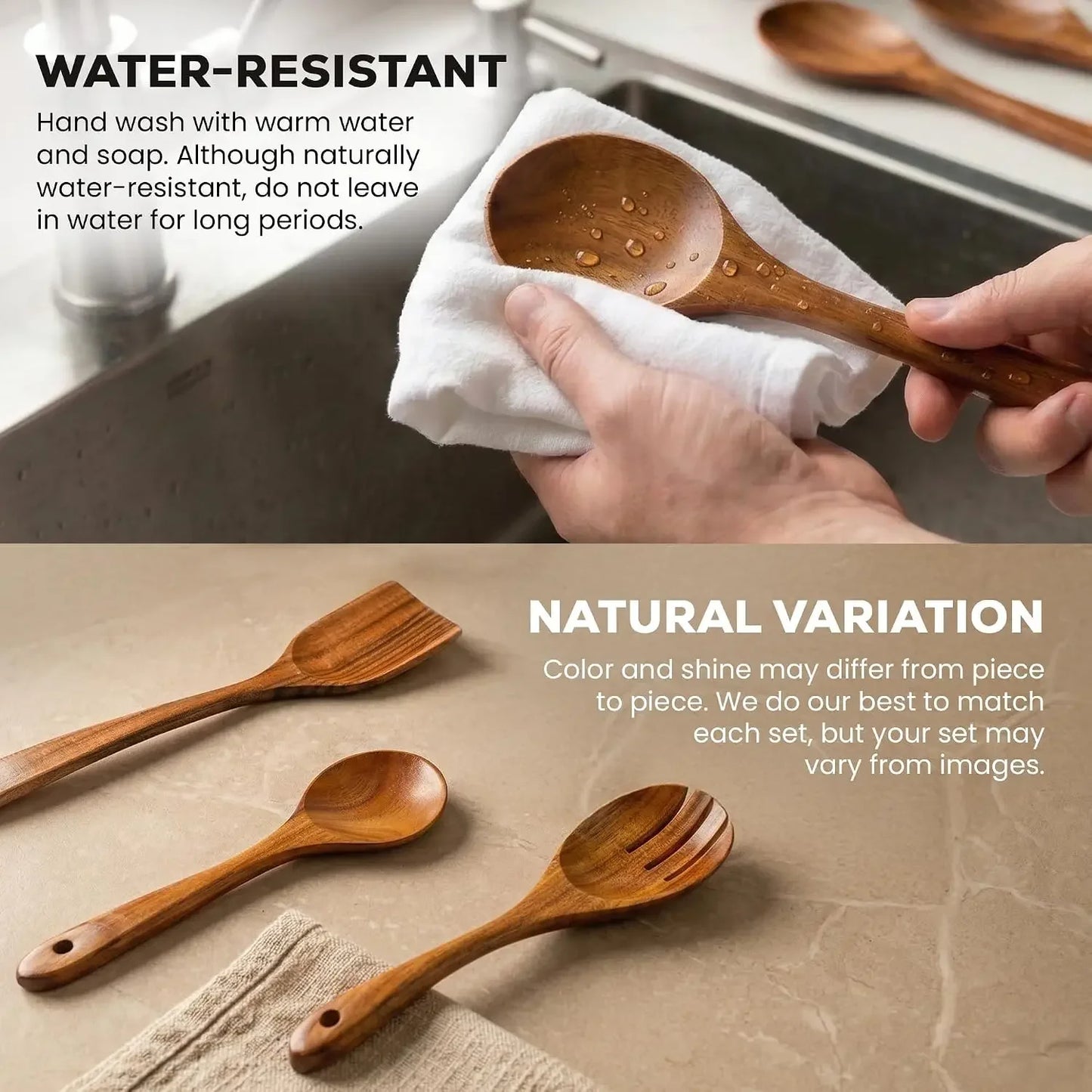 Kitchen 6 Piece Wooden Spoons for Cooking