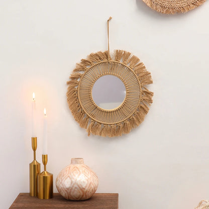 Hand Woven Decorative Wall Hanging Mirror