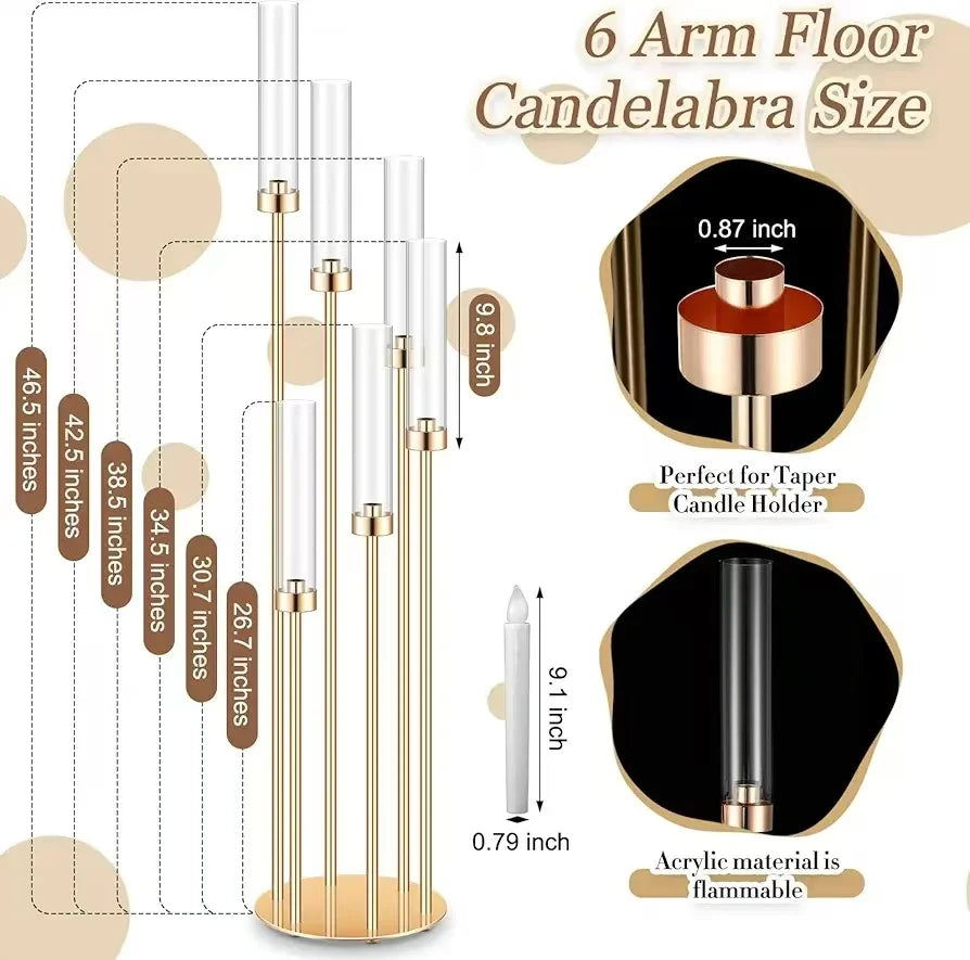 2PCS 46"Tall Floor Candlestick Holder