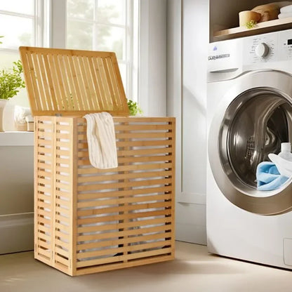 Bamboo Foldable Bedroom and Bathroom Laundry Basket