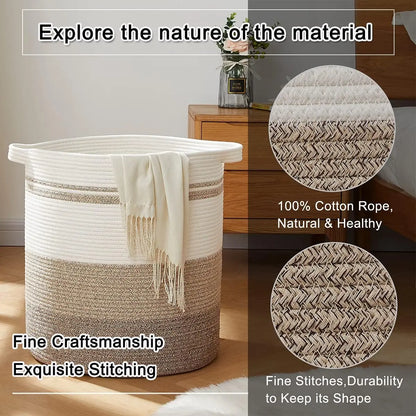80L Large Woven Laundry Basket with Handles