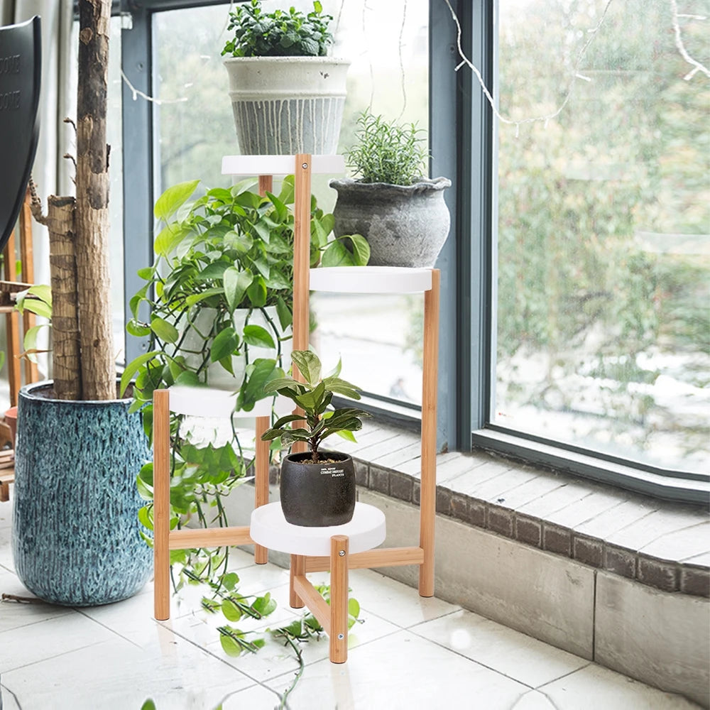 Display Shelf Stand Bamboo Plant Pot Holder