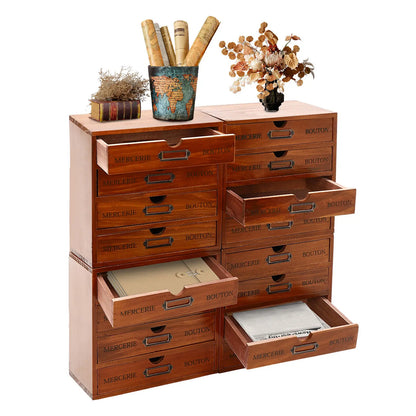 Wooden Desktop Organizer  with 16 Drawers