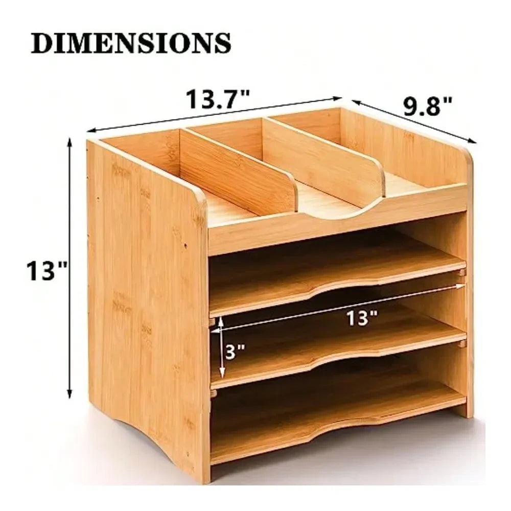 Office Storage Bamboo Desk File Organizer