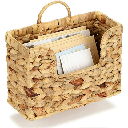 Woven Hanging Magazine Basket Organizer with Handle