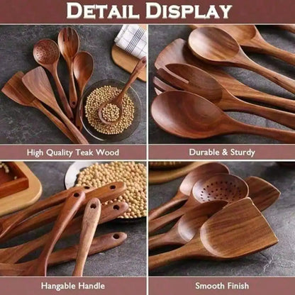5pcs Wooden Spoons Lightweight And Heat Resistant