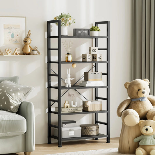 5 Tier Wooden Display Bookshelf Storage