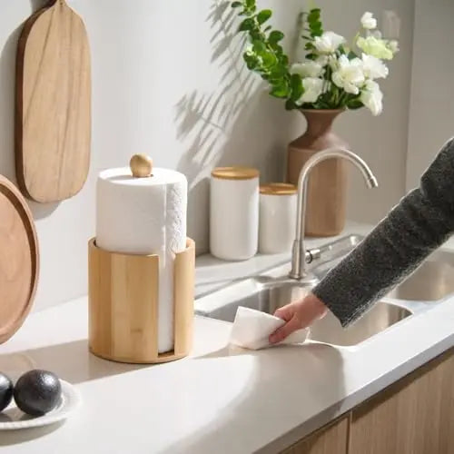 Bamboo Standing Kitchen Paper Towel Dispenser