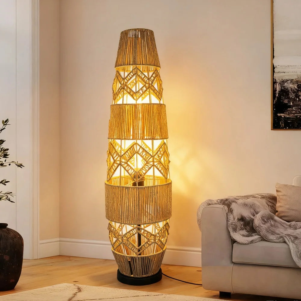 Tall Vintage Wicker Floor Lamp