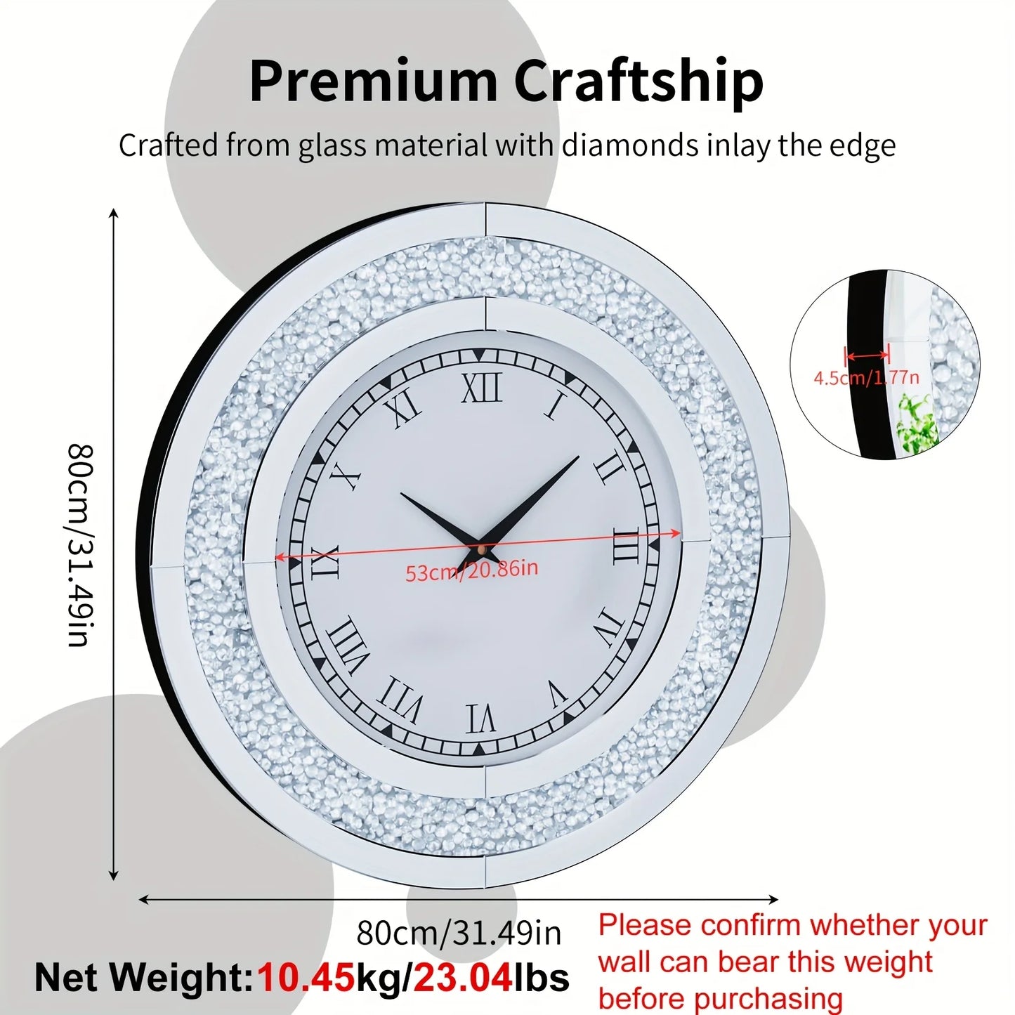 Decorative Wall Round Mirror Clock