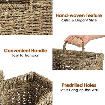 Woven Hanging Magazine Holder Storage Basket