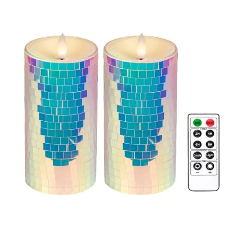Glass Flameless  Candles Flickering with Remote Timer