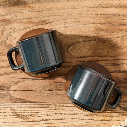 Stackable Porcelain Espresso Cups with Saucers
