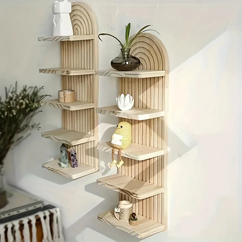Bohemian Style Wooden Oval Wall Shelf