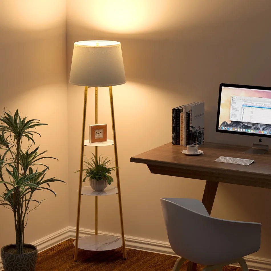 Modern Tripod Floor Lamp with 3 Shelves