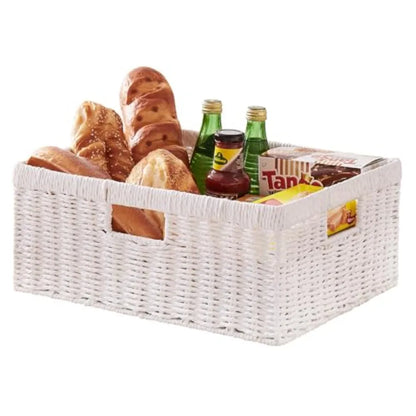 Paper Rope Shelf Baskets with Built-in Handles