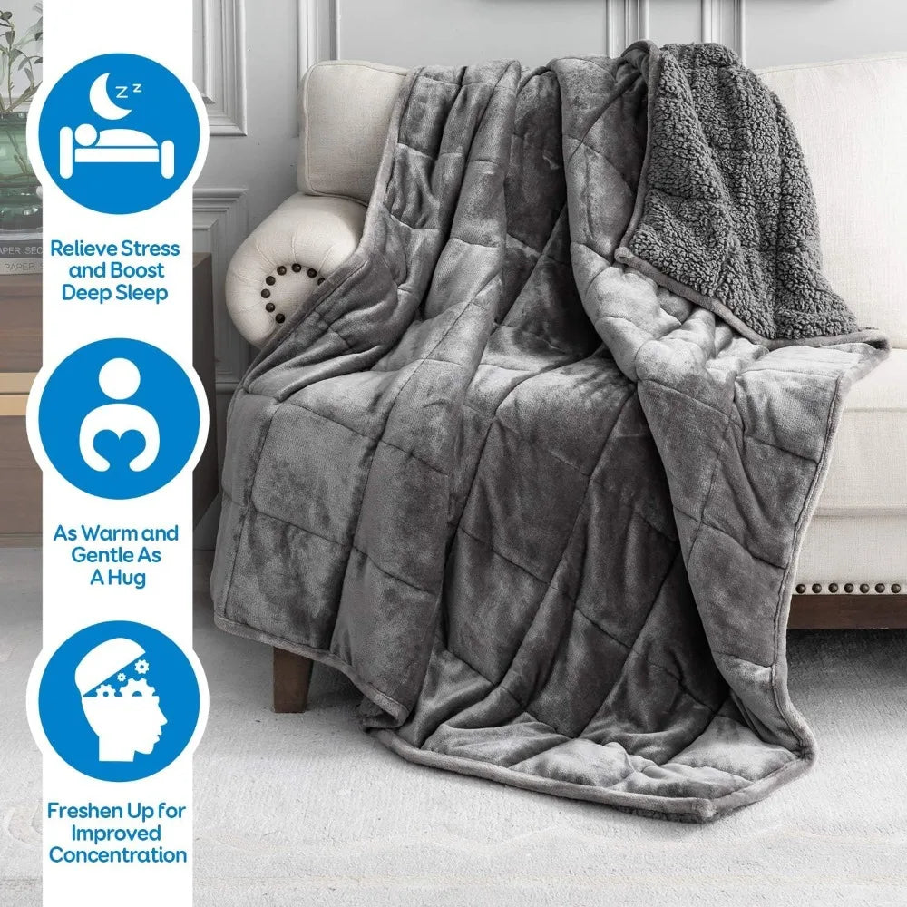 Sherpa Fleece Weighted Cozy Plush Bed Blankets