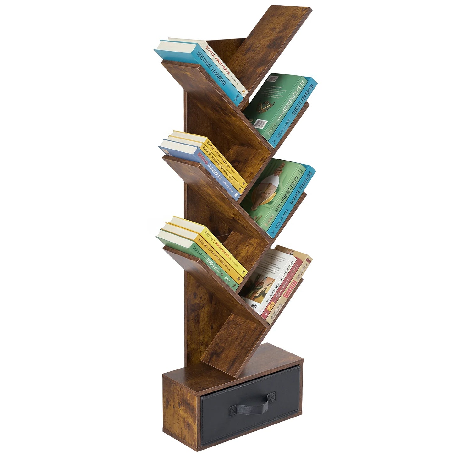 7-Tier Tree Bookshelf with Drawer