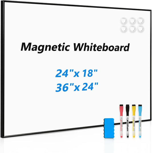 36x24 Inch Magnetic Framed Whiteboard with Dry Eraser