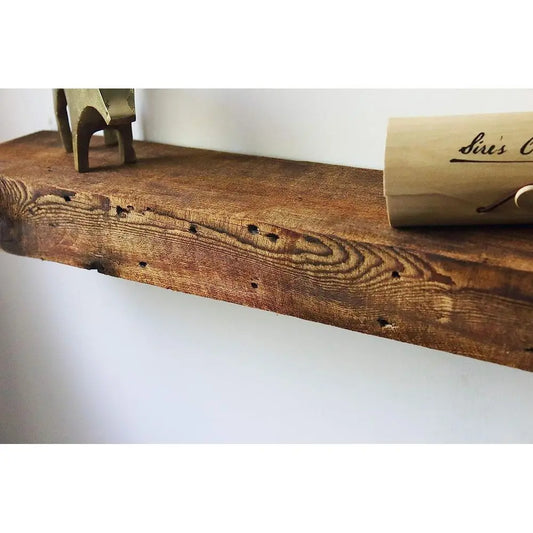 Wood Wall with Floating Shelf Brackets