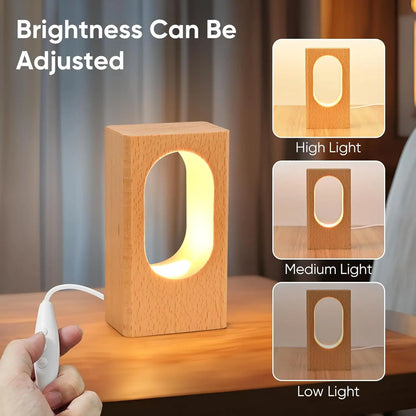 Dimmable Wooden Desk Lamp Home Ambient Lighting