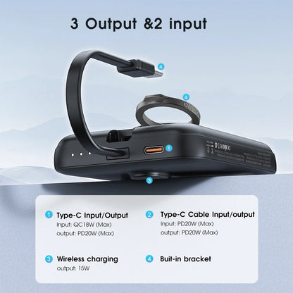 Magnetic Wireless Charger with Built-in Fast Charge Cable