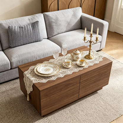 Square Coffee Table with 4 Drawers