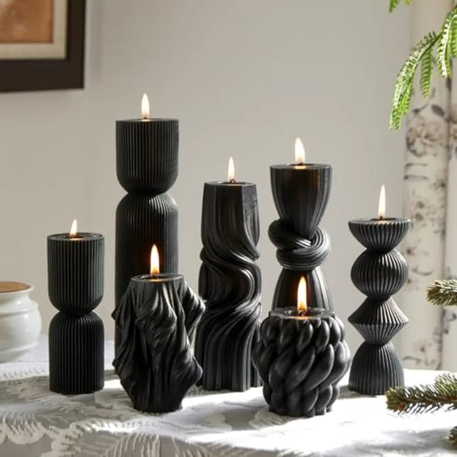7-Pack Pillar Candles  Soy Wax