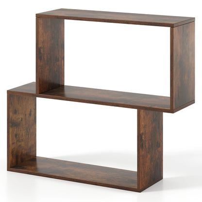 3-Tier Geometric Bookshelf Freestanding Wooden Bookcase