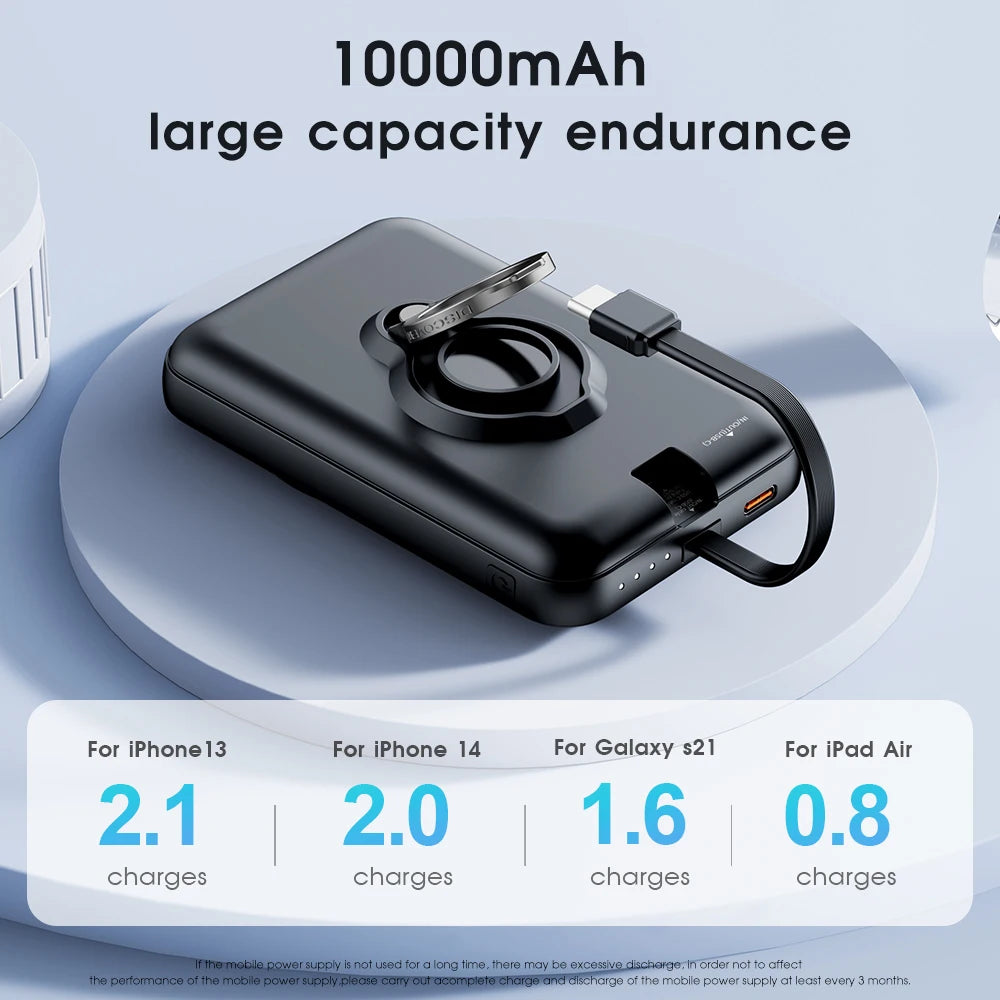 Magnetic Wireless Charger with Built-in Fast Charge Cable
