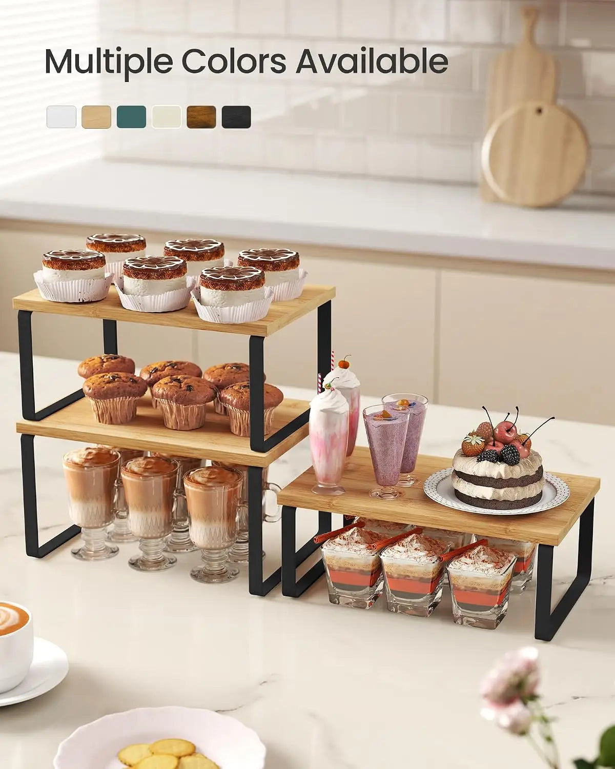 Cabinet Organizer Shelf Set of 3 Kitchen Counter Shelves
