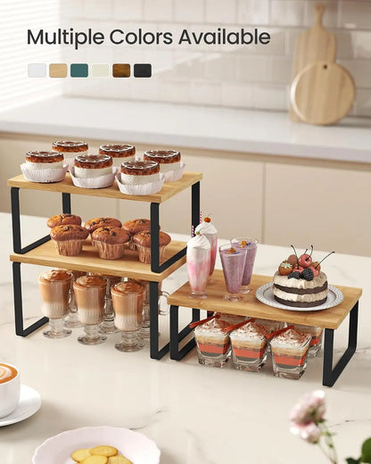 Cabinet Organizer Shelf Set of 3 Kitchen Counter Shelves