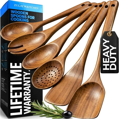 Kitchen 6 Piece Wooden Spoons for Cooking
