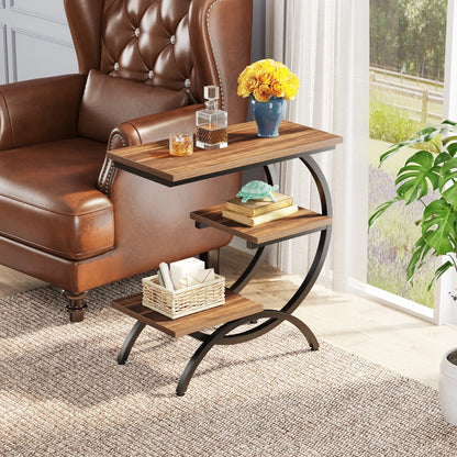 3-Tier Small Table with Storage Shelves
