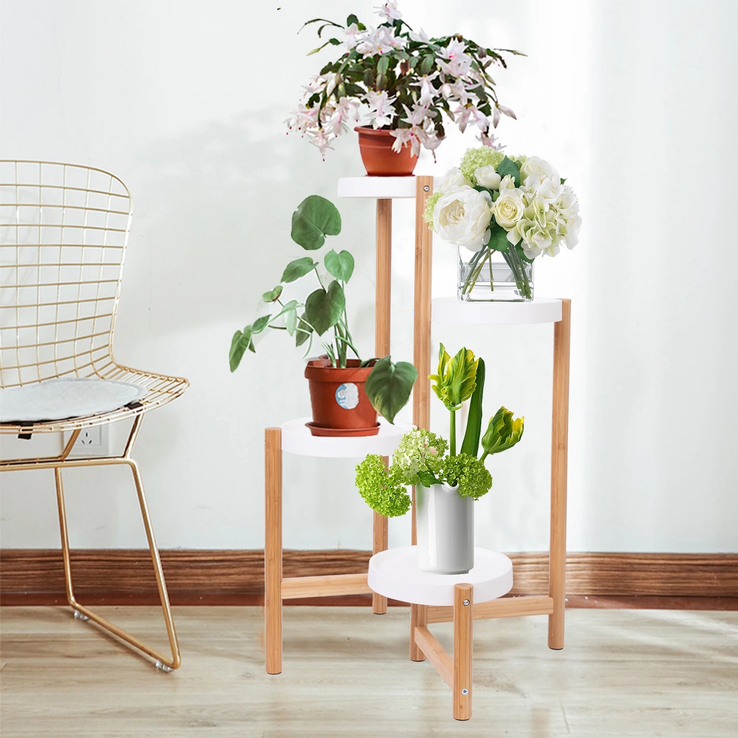 Display Shelf Stand Bamboo Plant Pot Holder