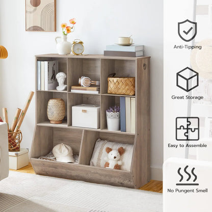 8 Compartment Open Shelf Storage Cabinet