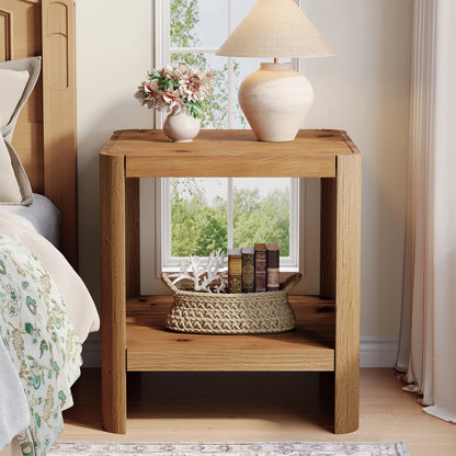 2-Tier Solid Wood End Table
